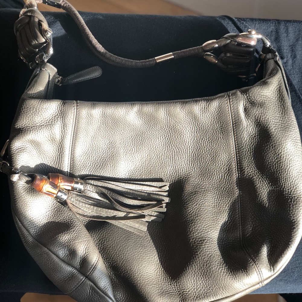 Gucci grey Natalie horse bit hobo, bamboo tassel. - Picture 1 of 7